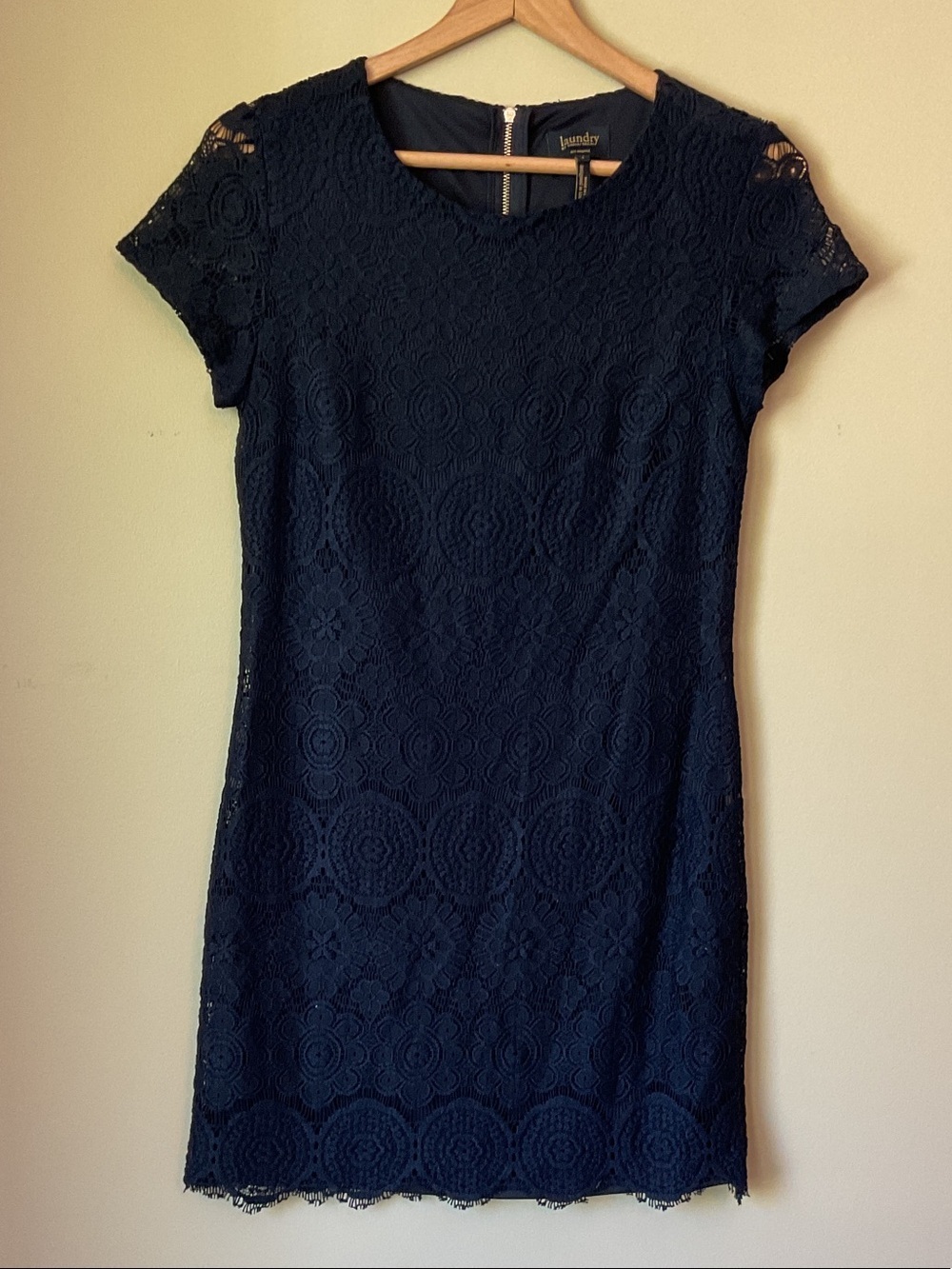 Laundry By Shelli Segal Navy Lace Cap-Sleeve Mini Dress Size2
